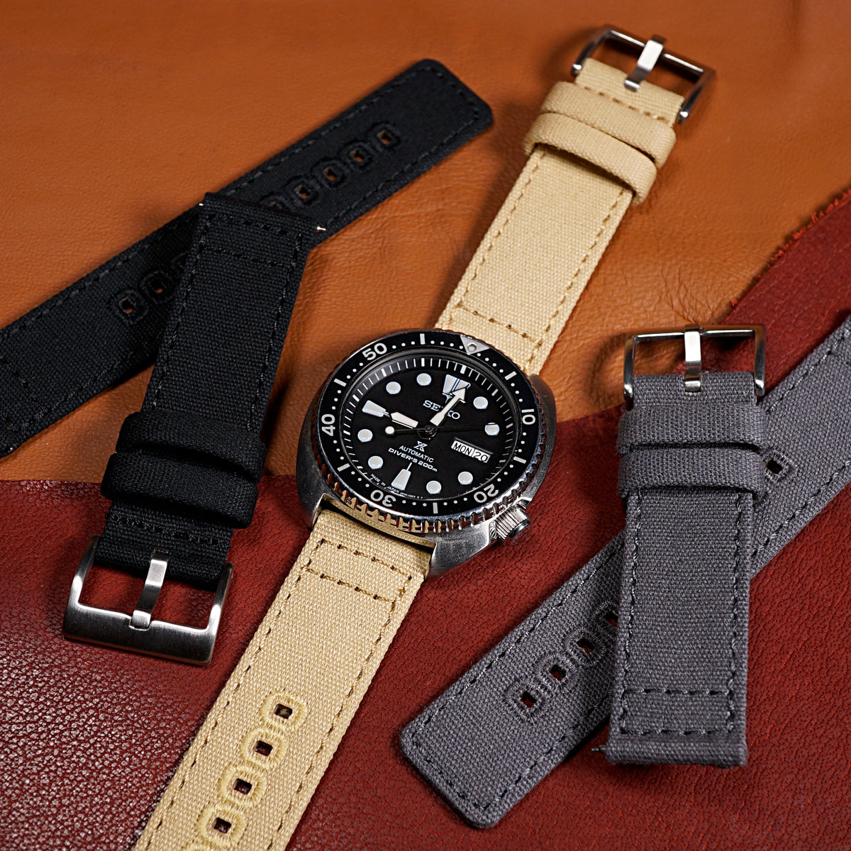 Quick Release Canvas Watch Strap in Khaki (20mm) - Nomad Watch Works SG
