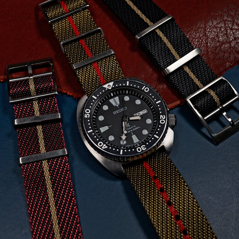 Lux Single Pass Strap in Khaki Red - Nomad Watch Works SG