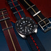 Lux Single Pass Strap in Navy Red - Nomad Watch Works SG