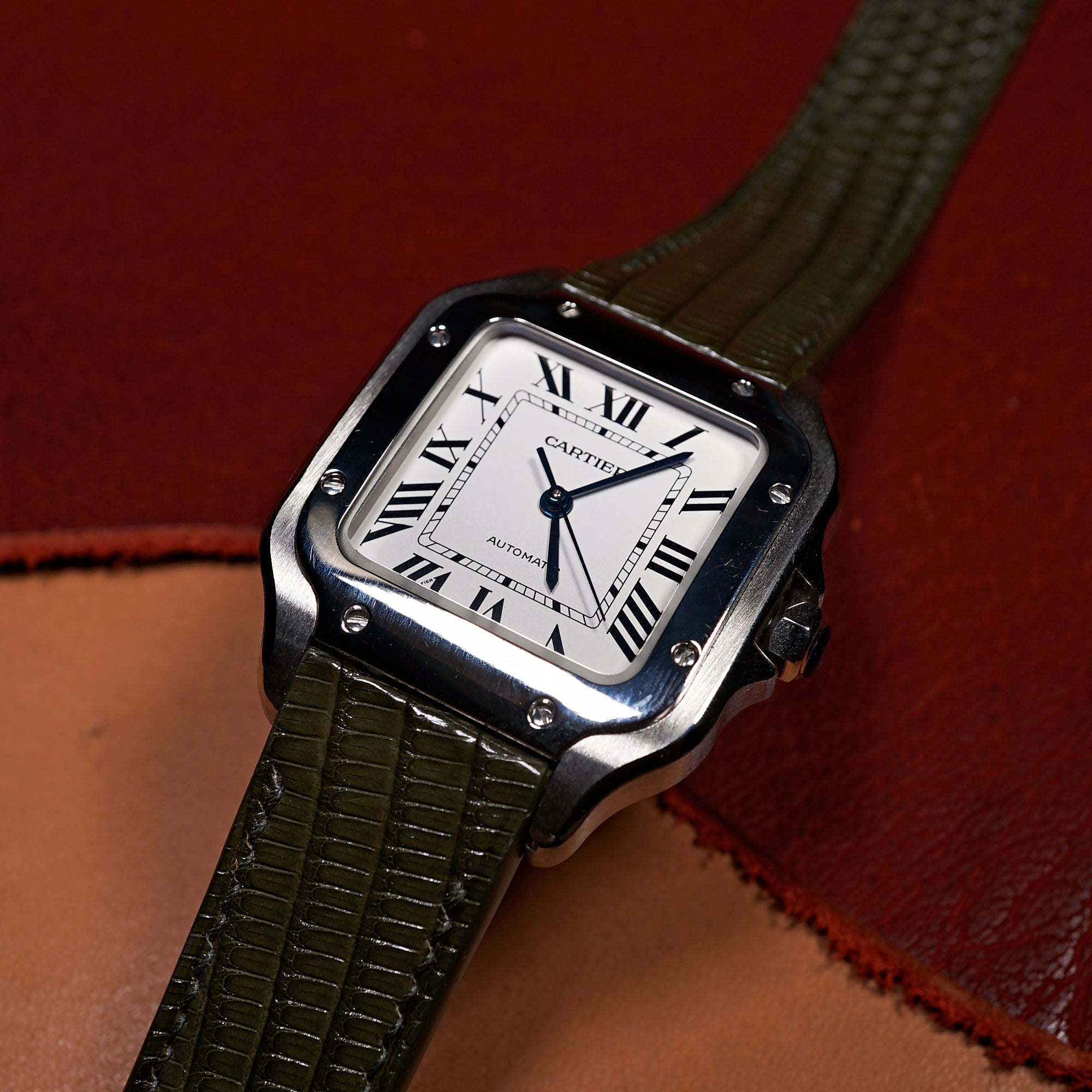Custom Cartier Santos leather bracelet & strap | Drwatchstrap