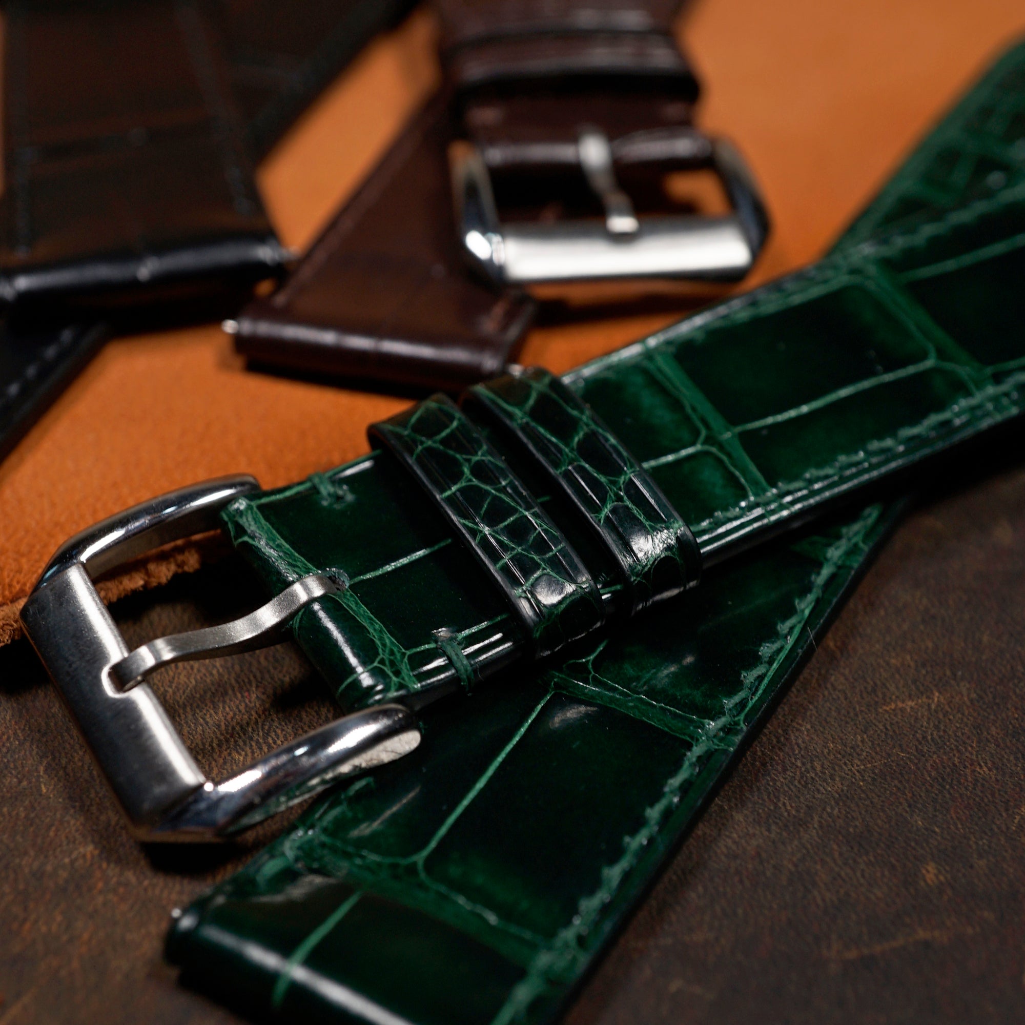 Green leather watch discount strap