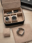 Heritage Leather Travel Case in Black/Sand (3 Watch+Storage) - PREORDER