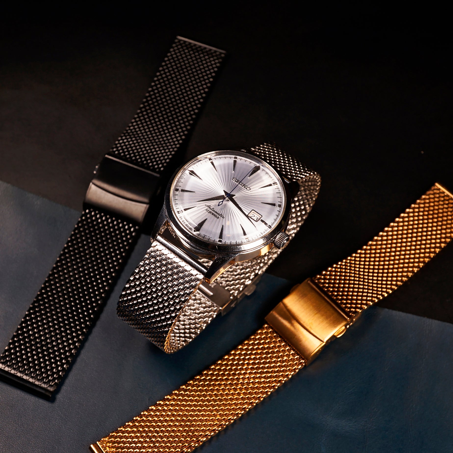 Watch with mesh on sale band