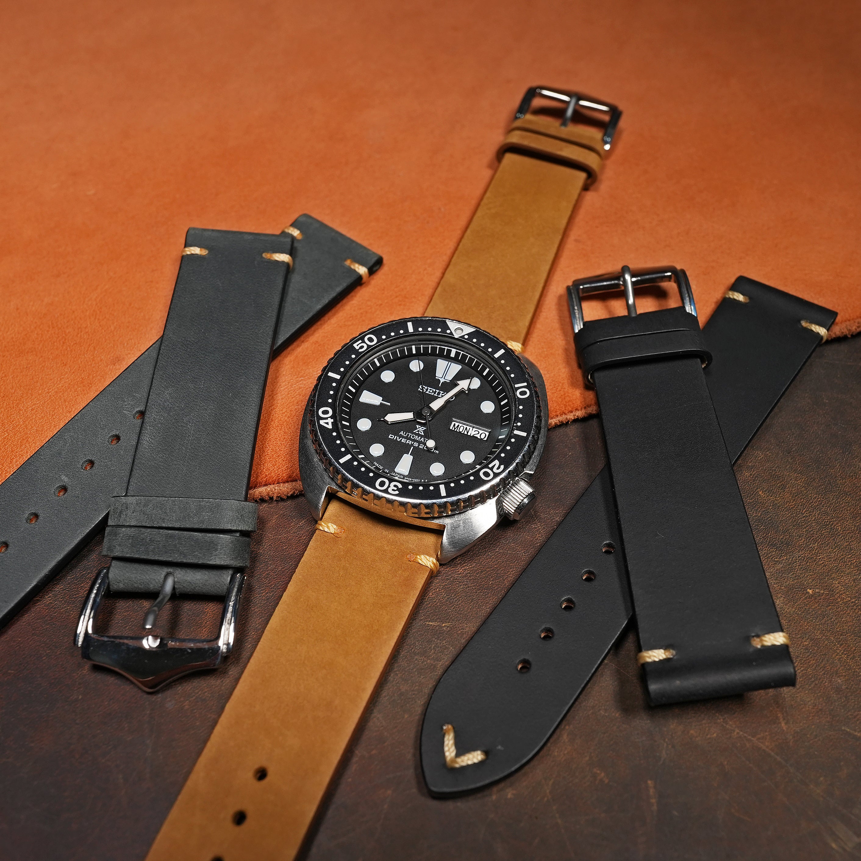 Seiko skx leather clearance strap