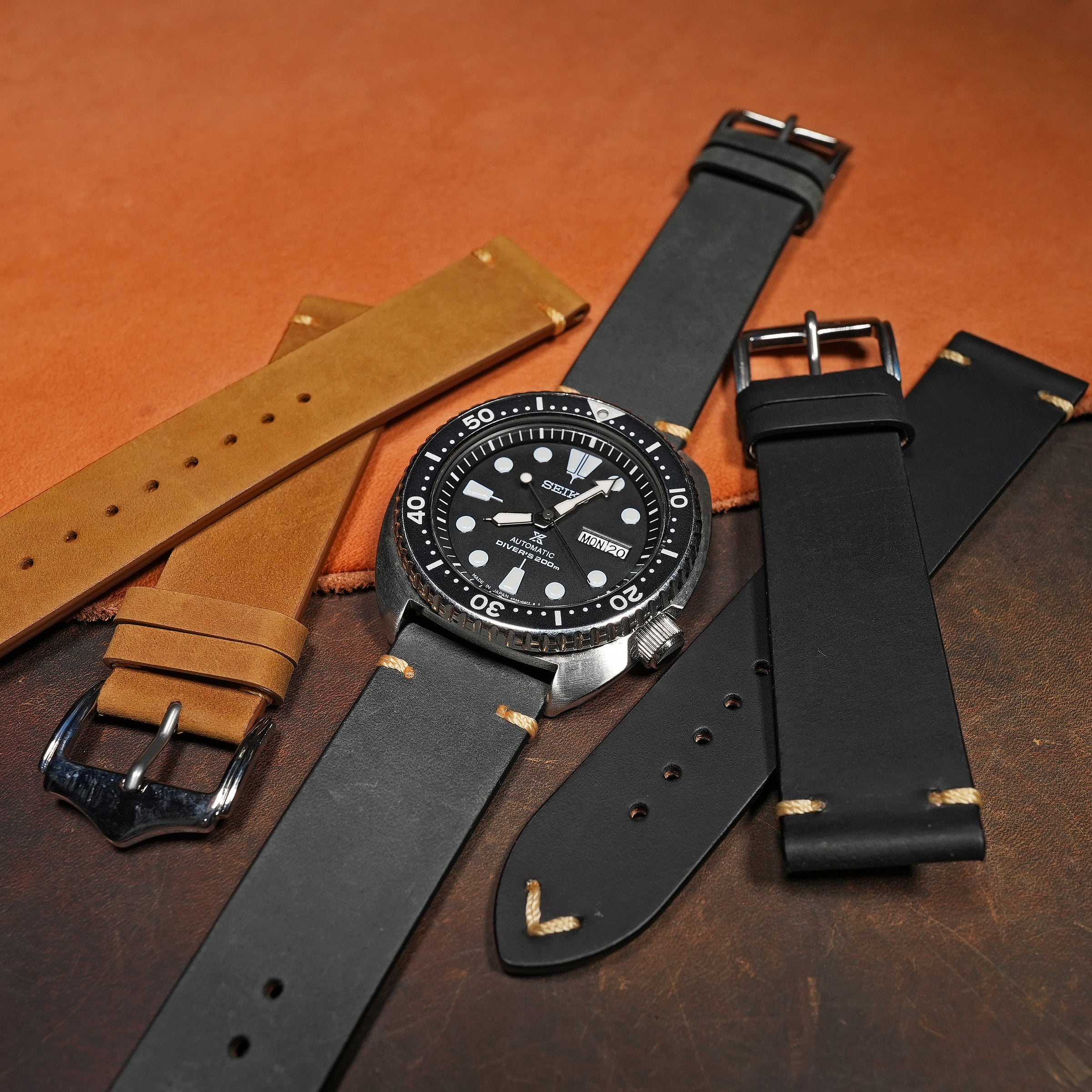 Premium Vintage Calf Leather Watch Strap in Grey - Nomad Watch Works SG