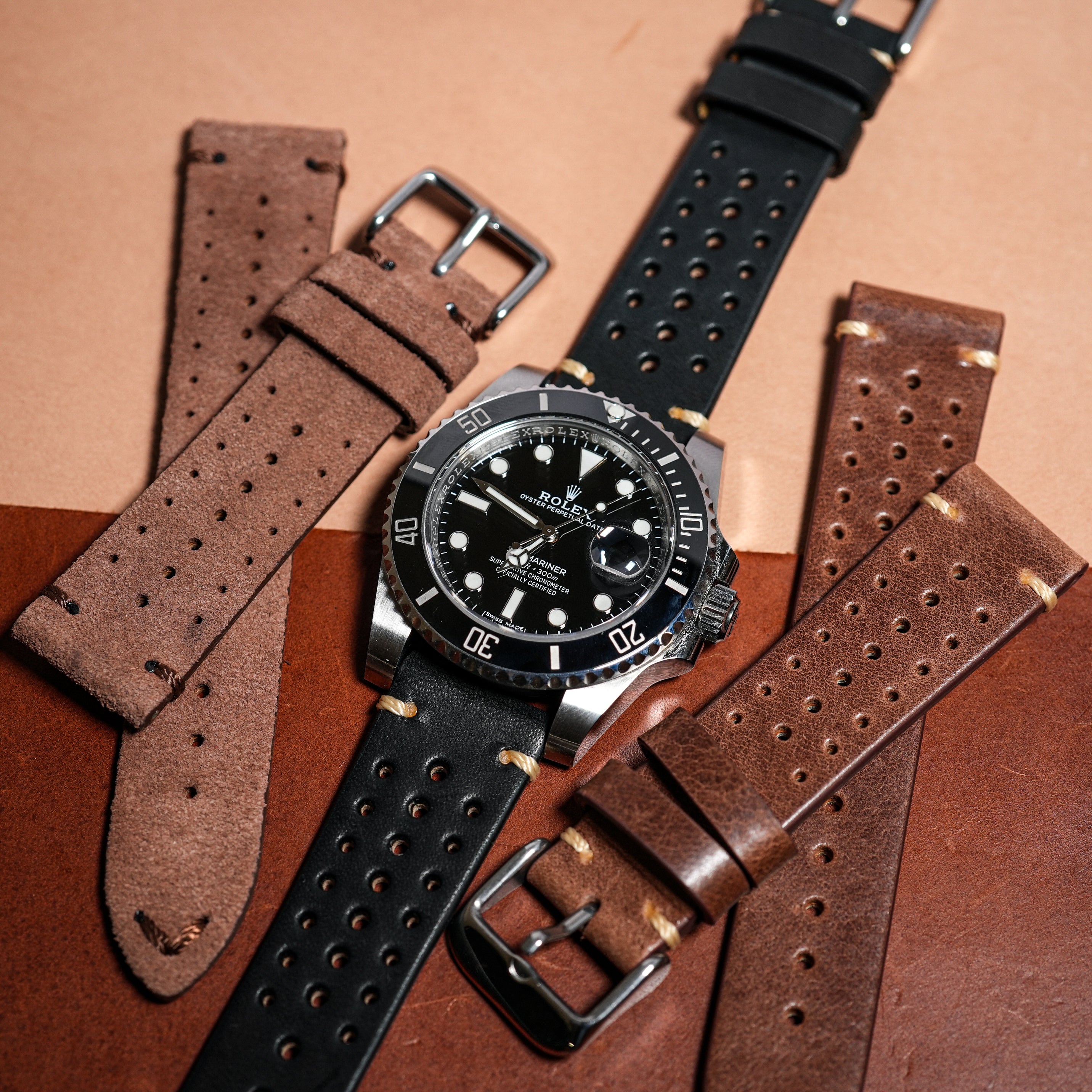 Premium Rally Leather Watch Strap in Black Nomad Watch Works SG