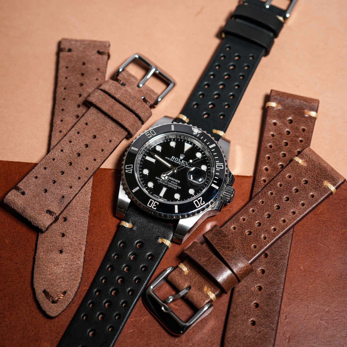 Premium Rally Leather Watch Strap in Black - Nomad Watch Works SG