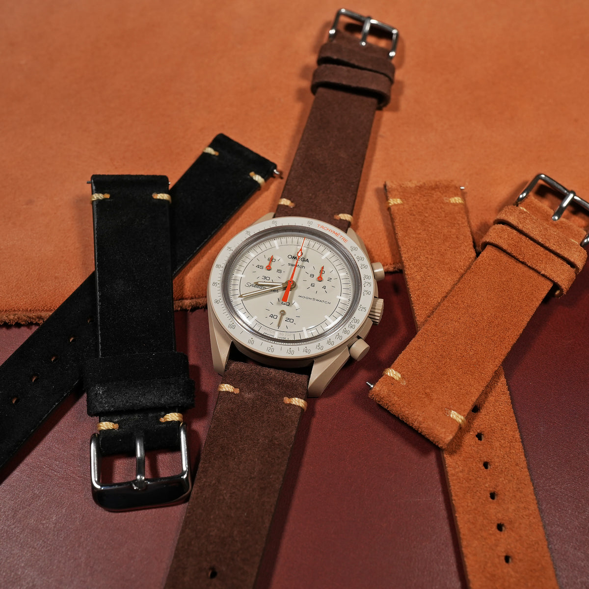 Premium Vintage Suede Leather Watch Strap in Brown - Nomad Watch Works SG
