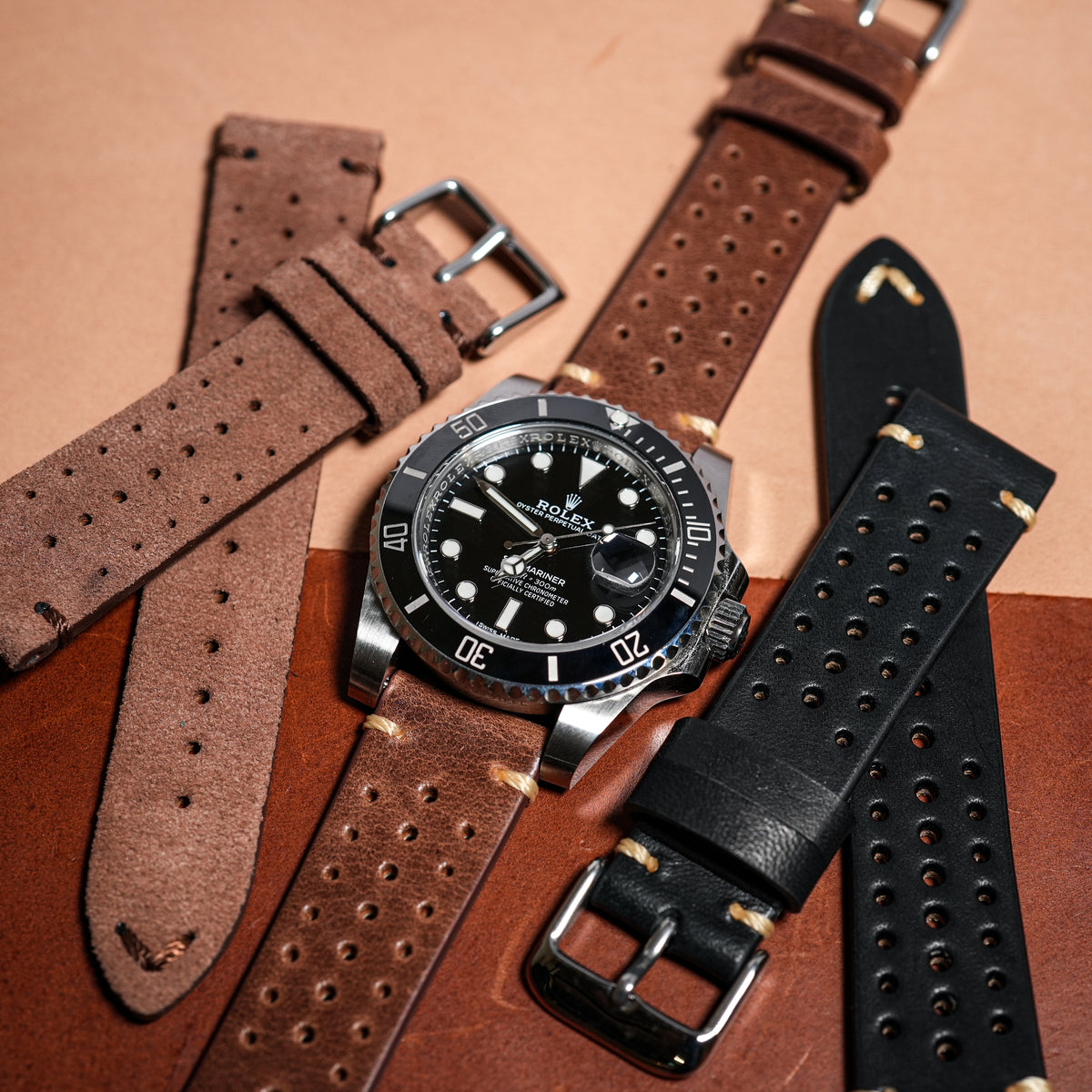 Premium Rally Leather Watch Strap in Tan - Nomad Watch Works SG