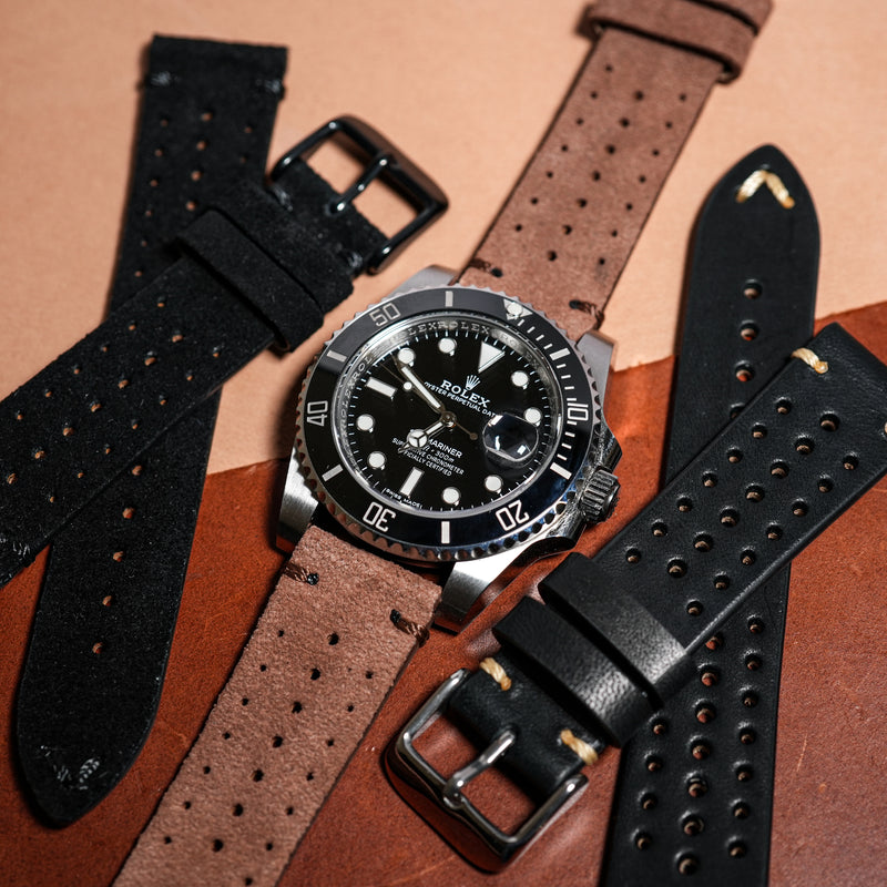 Premium Rally Suede Leather Watch Strap in Brown - Nomad Watch Works SG