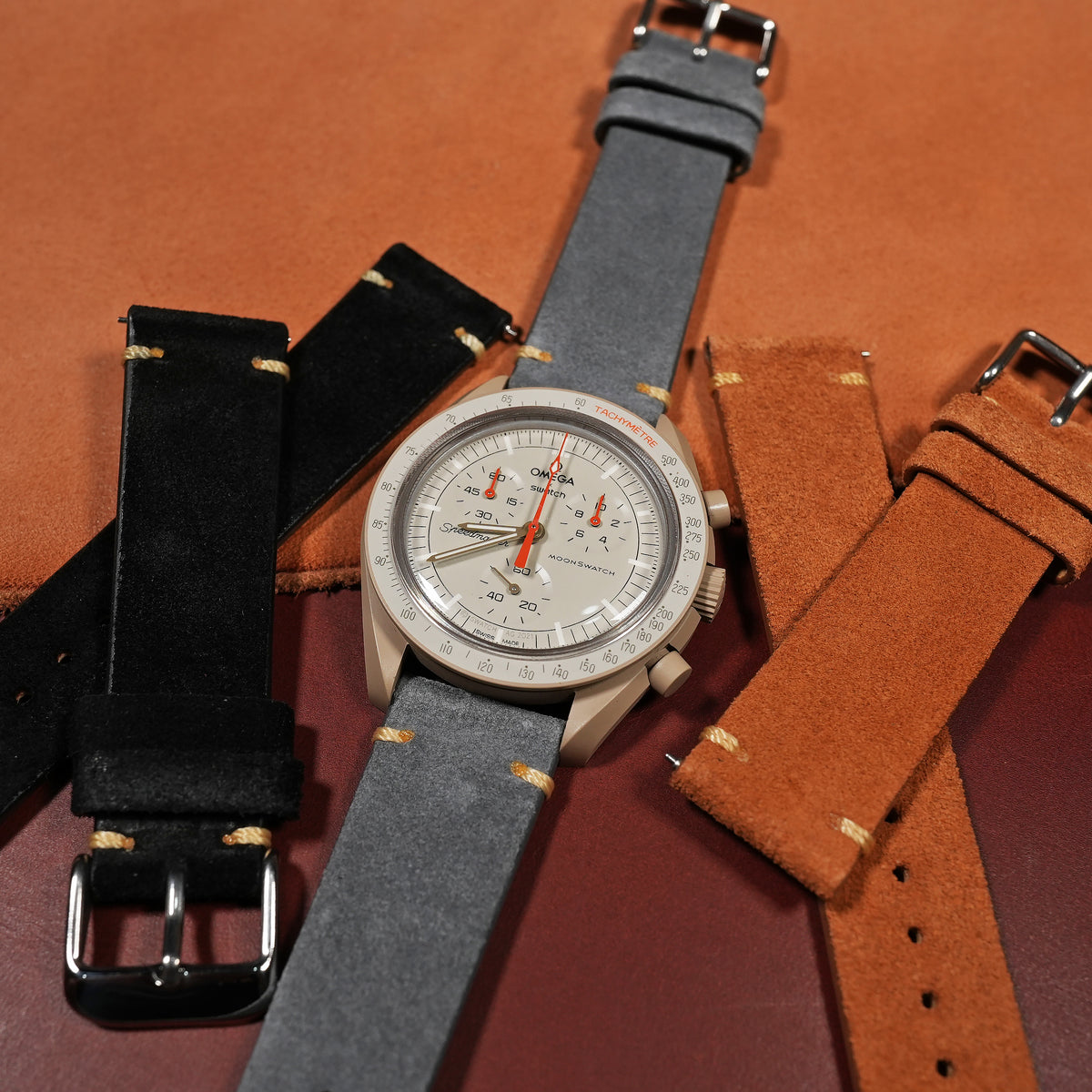 Premium Vintage Suede Leather Watch Strap in Grey - Nomad Watch Works SG