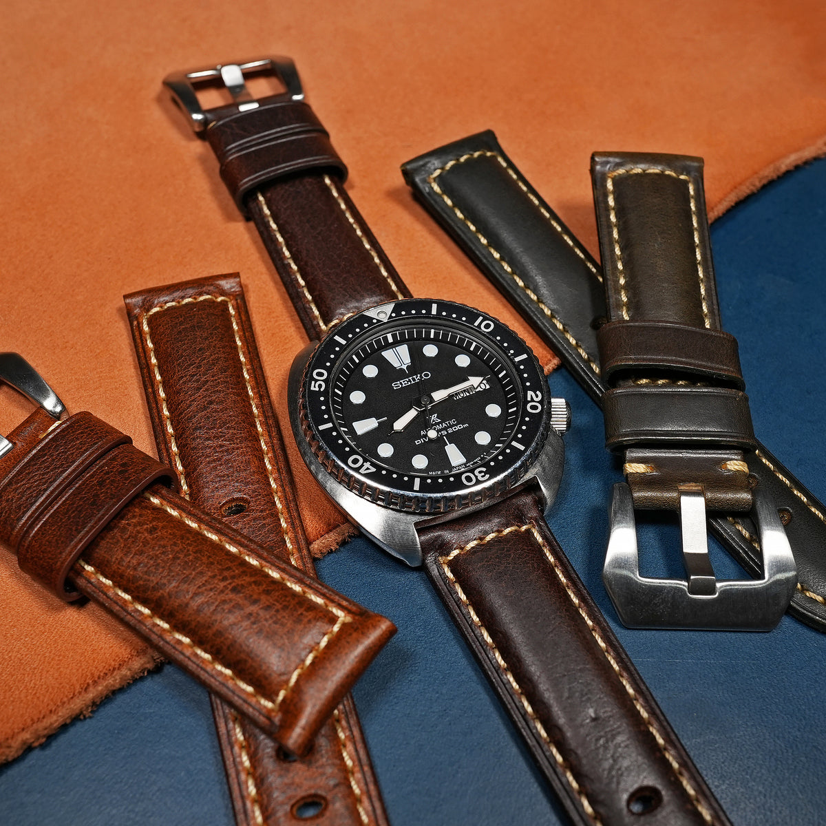 M2 Oil Waxed Leather Watch Strap in Brown - Nomad Watch Works SG