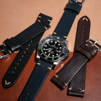 Vintage Horween Leather Strap in Chromexcel® Navy - Nomad Watch Works SG