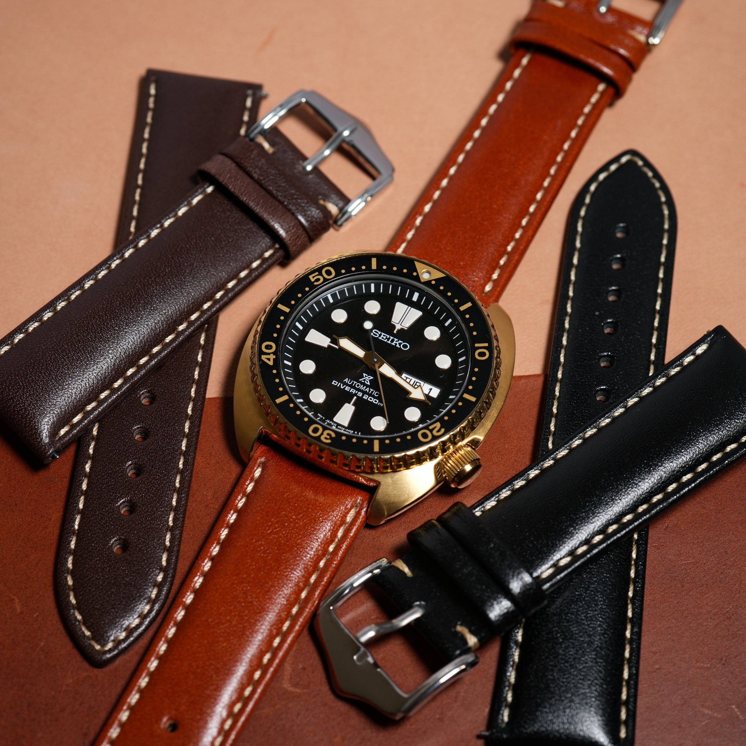 Seiko turtle hotsell on leather