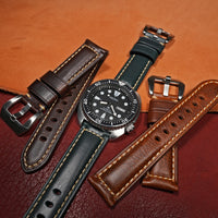 M2 Oil Waxed Leather Watch Strap in Navy - Nomad Watch Works SG