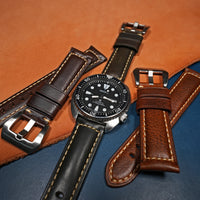 M2 Oil Waxed Leather Watch Strap in Olive - Nomad Watch Works SG