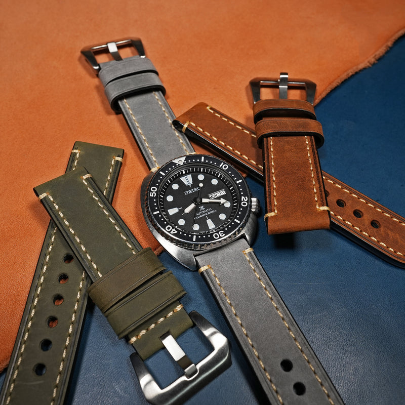 M1 Vintage Leather Watch Strap in Grey - Nomad Watch Works SG
