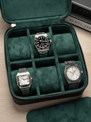 Heritage Leather Travel Case in Black/Green (6 Watch) - PREORDER