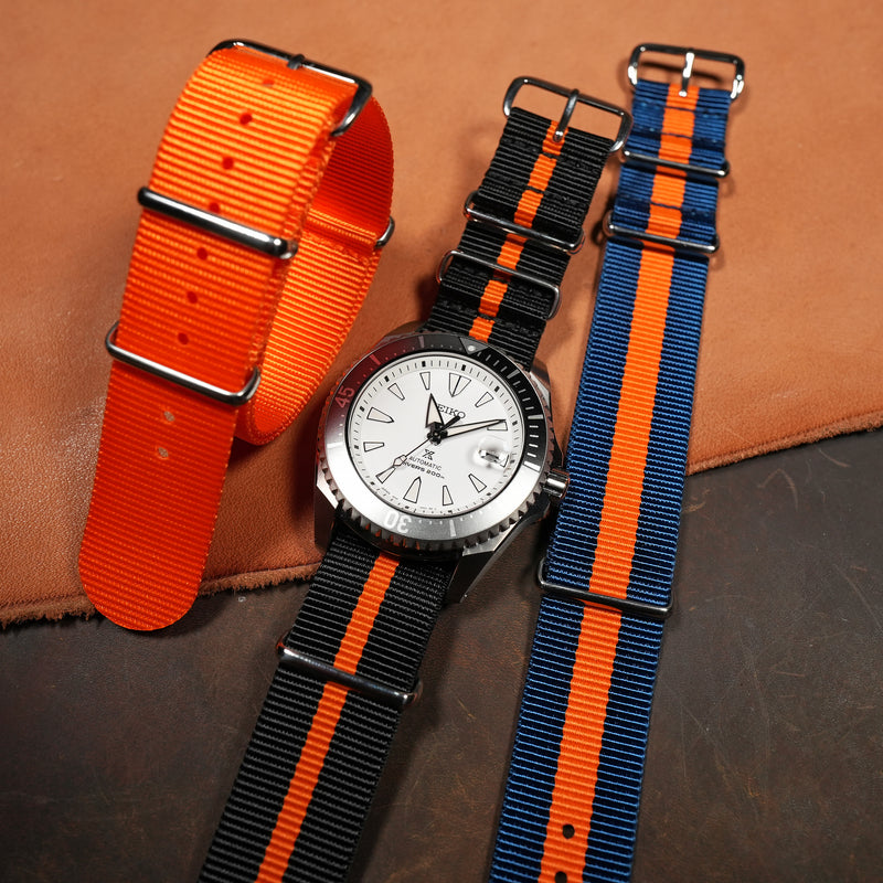 Premium Nato Strap in Black Orange - Nomad Watch Works SG