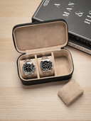 Heritage Leather Travel Case in Black/Sand (3 Watch) - Pre-Order