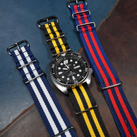 Premium Nato Strap in Black Yellow Small Stripes Bumblebee - Nomad Watch Works SG