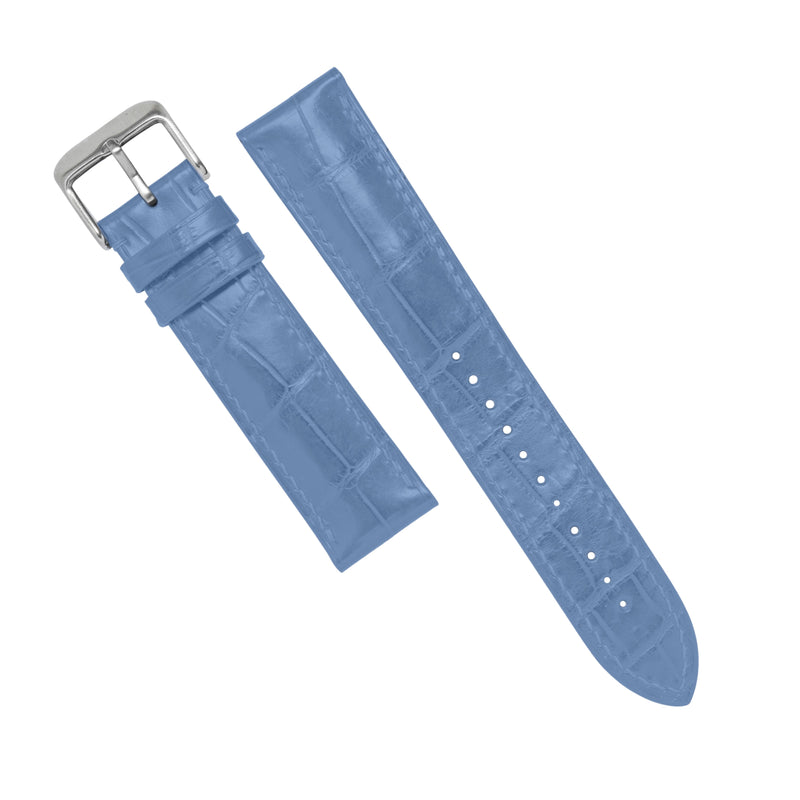 MTO Crocodile Leather Watch Strap in Baby Blue (Matte)