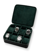 Heritage Leather Travel Case in Black/Green (8 Watch) - PREORDER