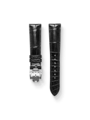 MTO Crocodile Leather Strap in Black (Semi-Glossy) with Spring Deployant Clasp