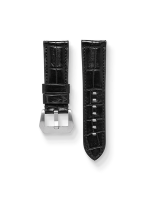 MTO Crocodile Leather Strap in Black (Semi-Glossy) for Panerai