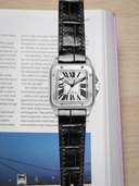 MTO Crocodile Leather Strap in Black (Semi-Glossy) for Cartier Santos 100