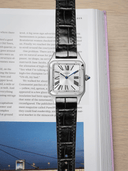 MTO Crocodile Leather Strap in Black (Semi-Glossy) for Cartier Santos Dumont