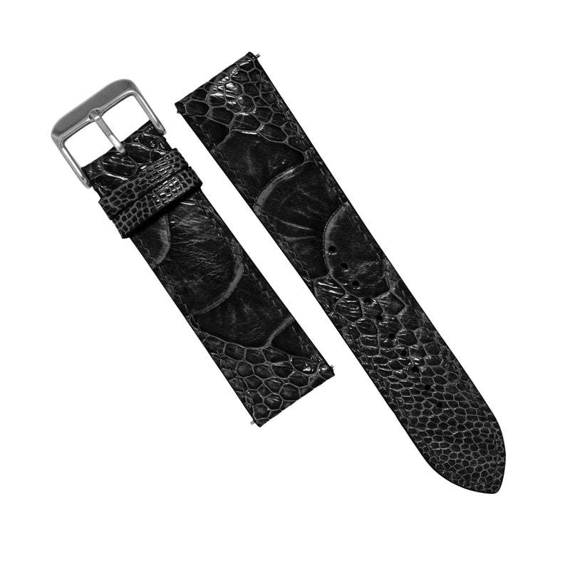 MTO Ostrich Leather Watch Strap in Black