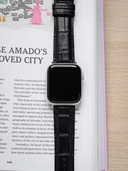 Classic Croc Embossed Leather Strap in Black for Apple Watch