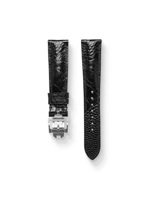 MTO Ostrich Leather Strap in Black with Spring Deployant Clasp