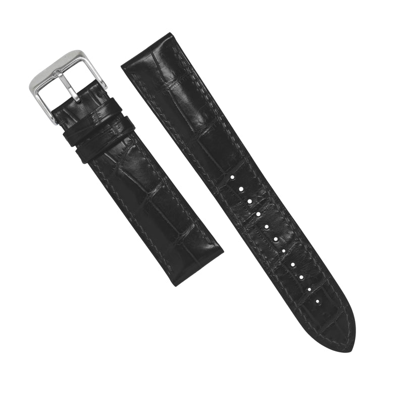 MTO Crocodile Leather Watch Strap in Black (Matte)