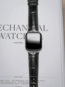 MTO Crocodile Leather Strap in Black (Semi-Glossy) for Apple Watch