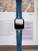 MTO Ostrich Leather Strap in Blue Jeans for Apple Watch