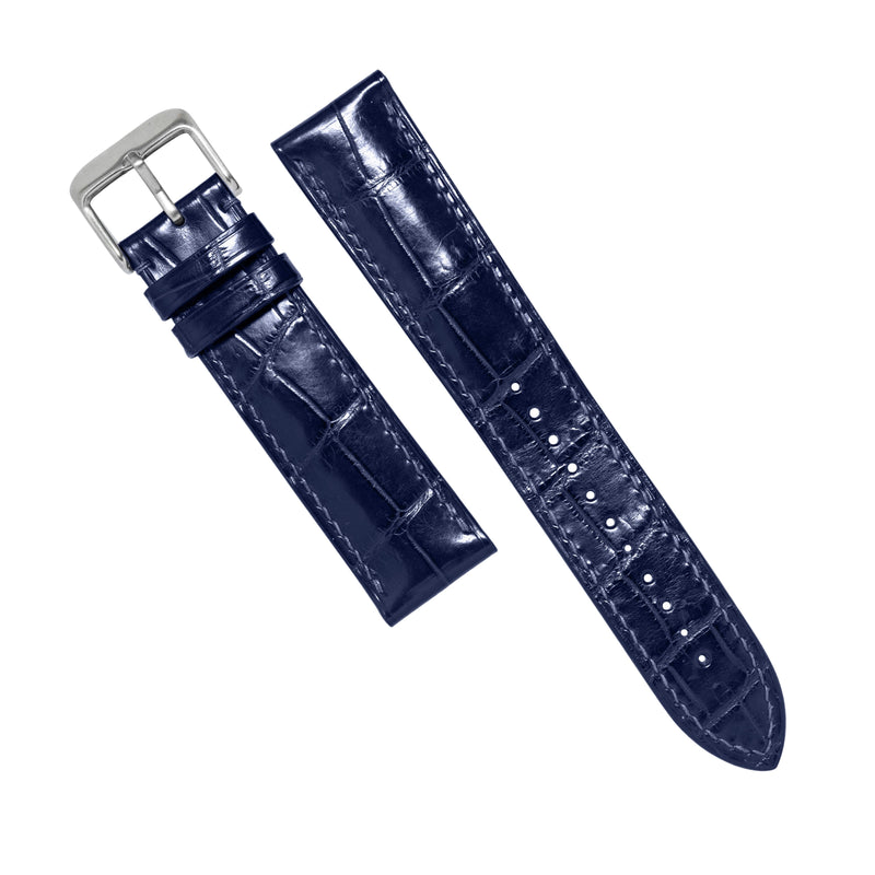 MTO Crocodile Leather Watch Strap in Blue (Glossy)