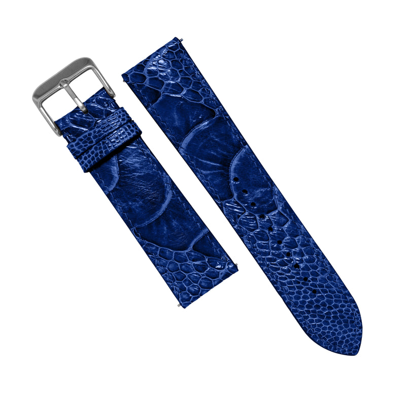 MTO Ostrich Leather Watch Strap in Blue