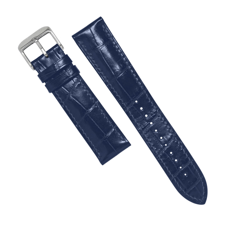 MTO Crocodile Leather Watch Strap in Blue (Non-Glossy)