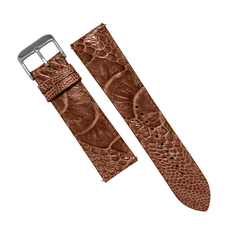 MTO Ostrich Leather Watch Strap in Brandy