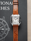 MTO Ostrich Leather Strap in Brandy for Cartier Santos de Cartier