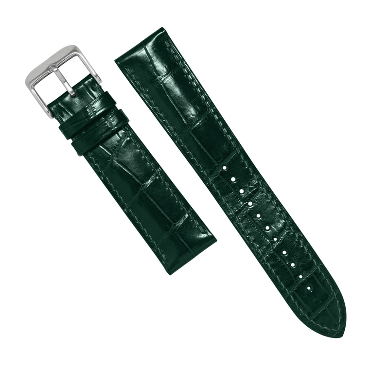 MTO Crocodile Leather Watch Strap in British Green (Glossy)