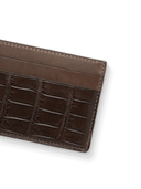 MTO Crocodile Leather Card Holder in Brown - Nomad Watch Works SG