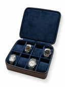 Heritage Leather Travel Case in Brown/Navy (8 Watch) - PREORDER