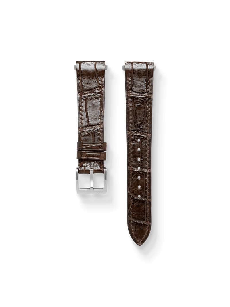 MTO Crocodile Leather Strap in Brown (Non-Glossy) for Cartier Santos de Cartier