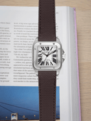 Canvas Pattern FKM Rubber Strap in Brown for Cartier Santos 100