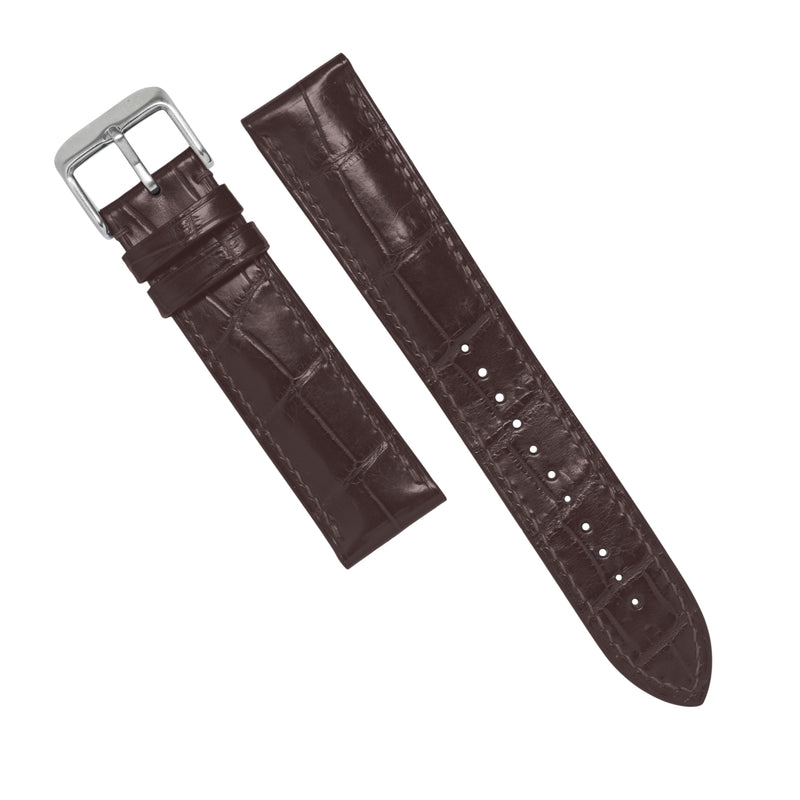 MTO Crocodile Leather Watch Strap in Brown (Non-Glossy)