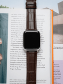 Classic Croc Embossed Leather Strap in Brown for Apple Watch