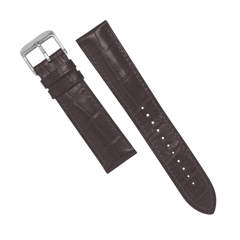 MTO Crocodile Leather Watch Strap in Brown (Matte)